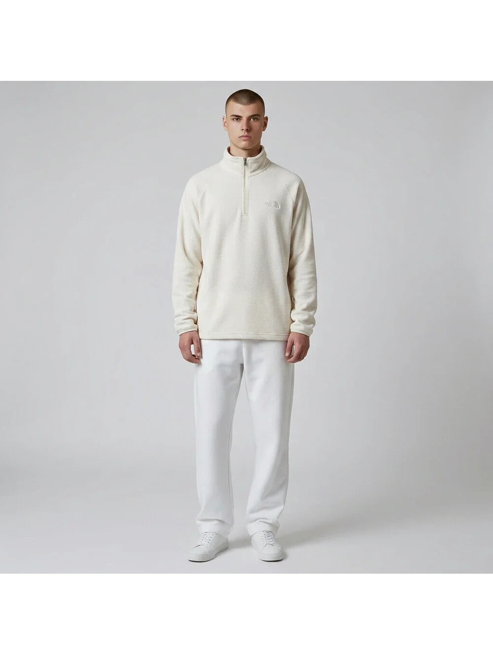 The North Face Sweater Pullover Men M Medium Beige Knit Zipper Long Sleeve Soft